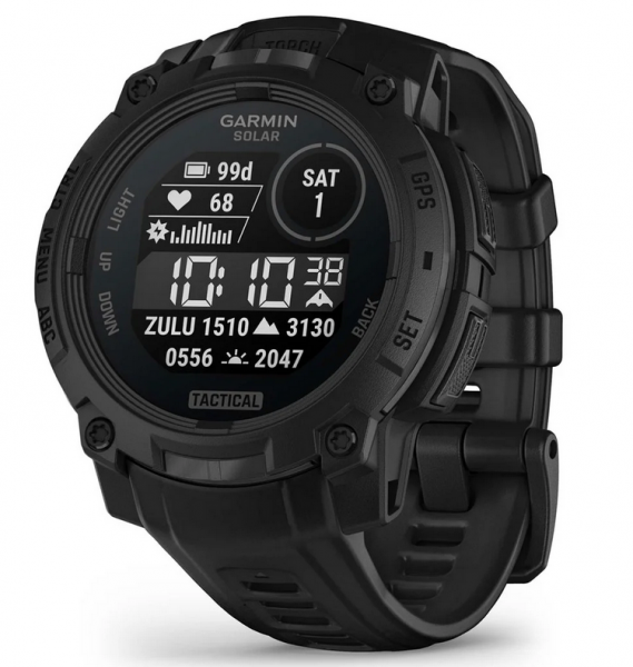 Garmin - Instinct 3 – 45 mm Solar Tactical Schwarz mit Silikon-Wechselarmband 22 mm