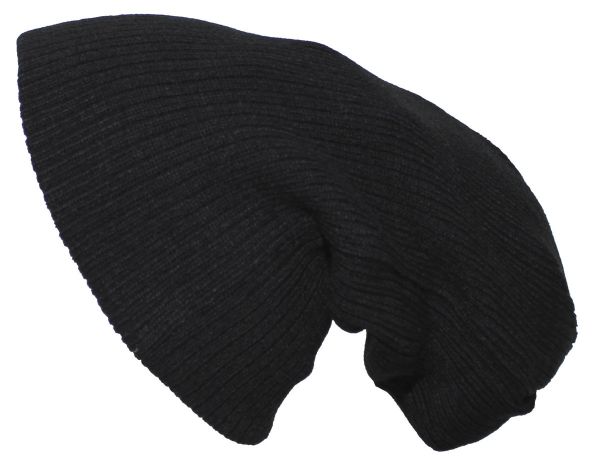 Strickmütze, &quot;Beanie&quot;, Rip, schwarz, extra lang
