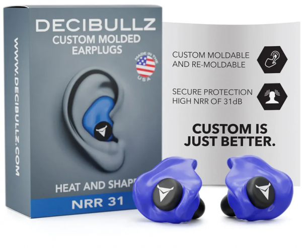 Decibullz - Custom Molded Earplugs Gehörschutzstöpsel blau (SNR=27db)