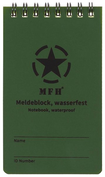 Meldeblock, wasserfest, klein, Spiralbindung, 7,5 x 13 cm
