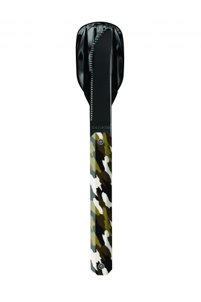 AKINOD - Besteckset 12H34, Hochglanz Schwarz, Camo Grün