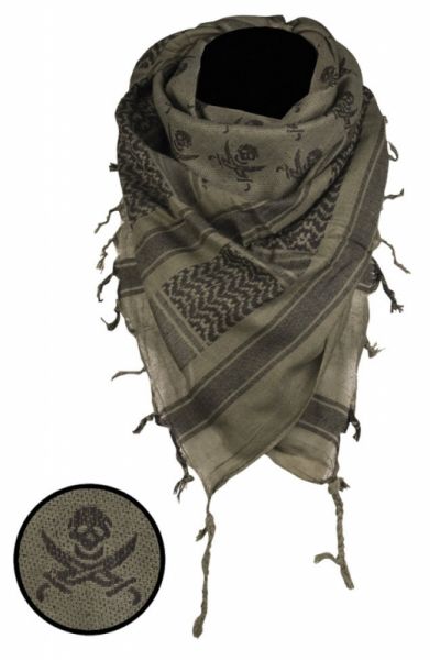 Halstuch &quot;Shemagh&quot; Skull - oliv-schwarz, 110x110cm