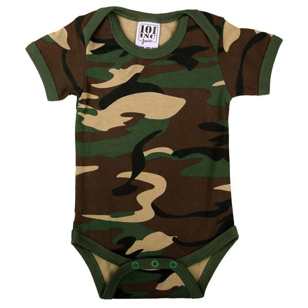 Baby Strampler / Body mit Ärmel woodland