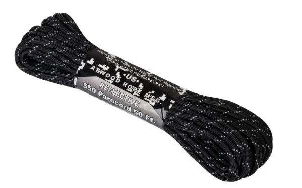 Atwood Rope MFG - 550 Reflective Paracord 15m (schwarz)