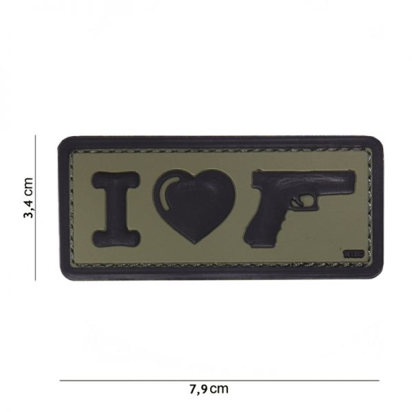 Klettabzeichen I Love My Gun - oliv