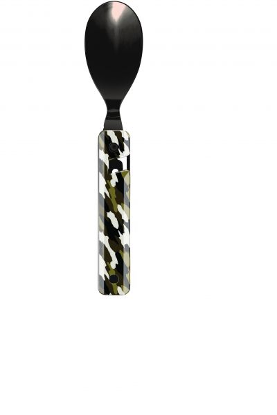 AKINOD - Besteckset faltbar 13H25, Hochglanz Schwarz, Camo Grün