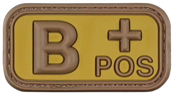 Klettabzeichen, braun-khaki, Blutgruppe &quot;B POS&quot;, 3D