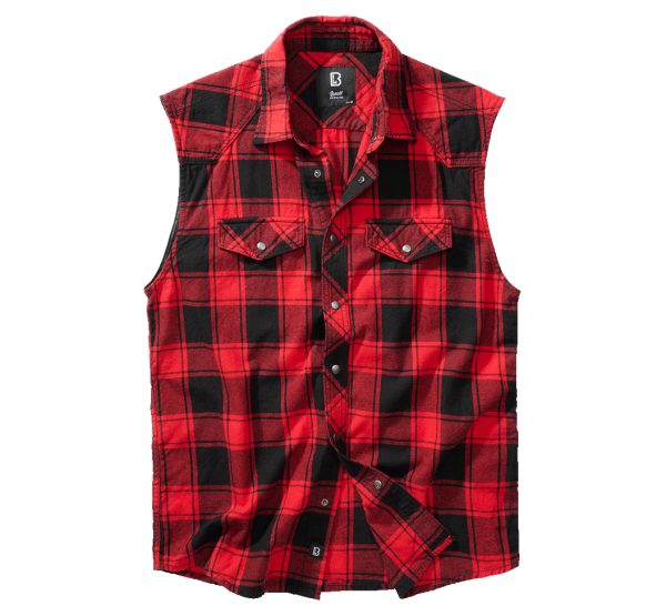 Brandit - Check Shirt Sleeveless red/black