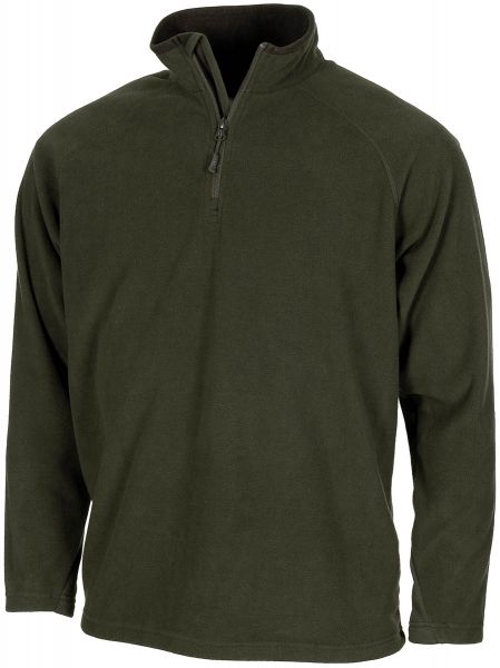 Shirt, &quot;Troyer&quot;, Microfleece, langarm, oliv, 200 g/m²