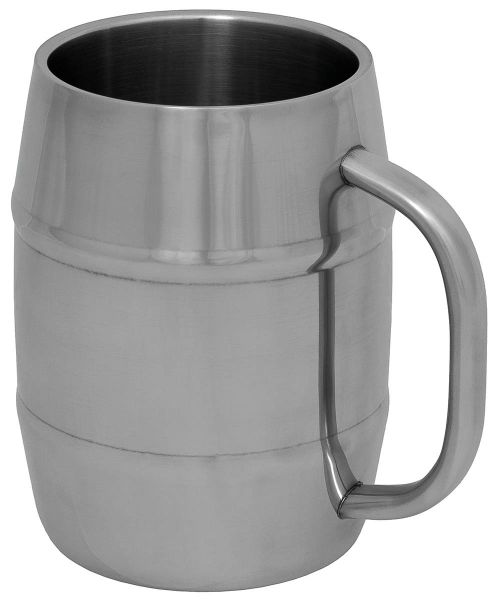 Krug, &quot;Fass&quot;, Edelstahl, 1 l, doppelwandig