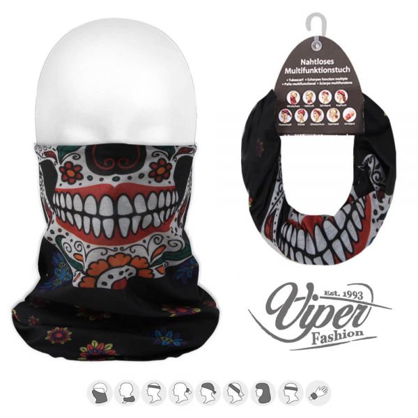 Mehrzweckschal 9 in 1, multicolor &quot;Día de Muertos Skull&quot;