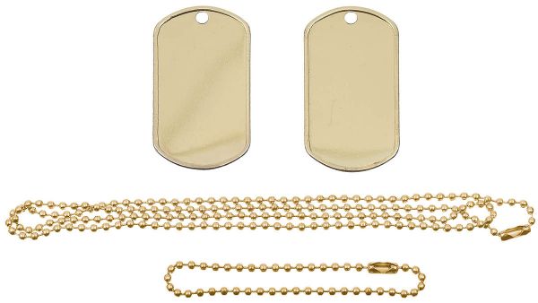US Erkennungsmarken, mit Ketten, goldfarben