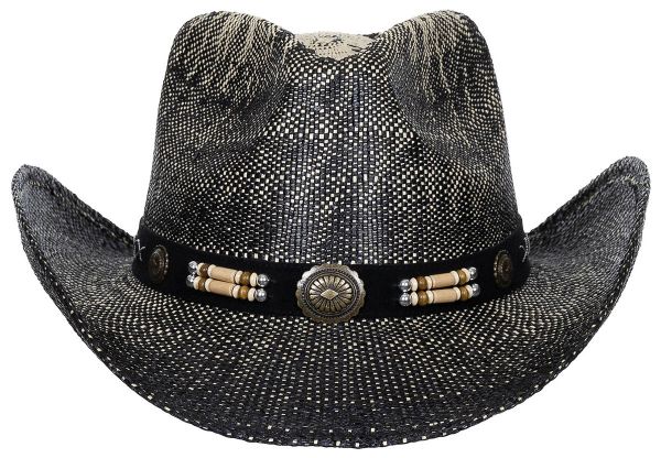 Strohhut, &quot;Texas&quot;, mit Hutband, schwarz-braun