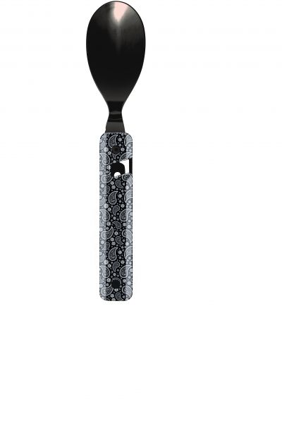 AKINOD - Besteckset faltbar 13H25, Hochglanz Schwarz, Schwarzes Bandana