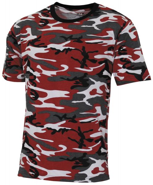 US T-Shirt, &quot;Streetstyle&quot;, rot-camo, 140-145 g/m²