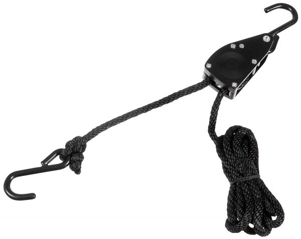 Spannseil, 6 mm, 2 Meter, mit Ratschensicherung, schwarz