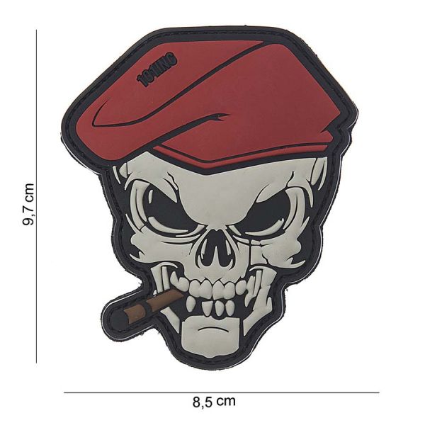 Klettabzeichen Skull mit Zigarre - grau