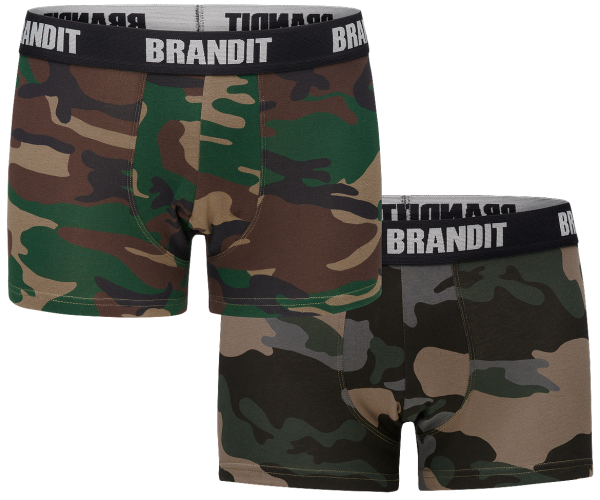 Brandit - Boxer Shorts Logo 2 Pack woodland-darkcamo