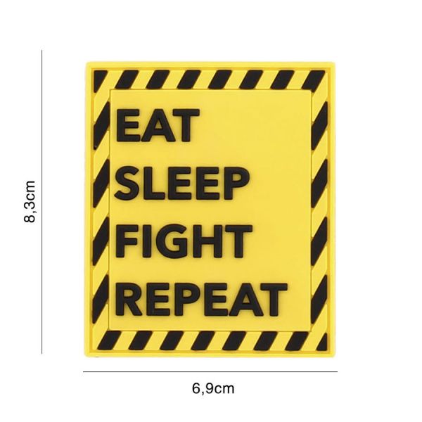 Klettabzeichen Eat Sleep Fight Repeat - gelb