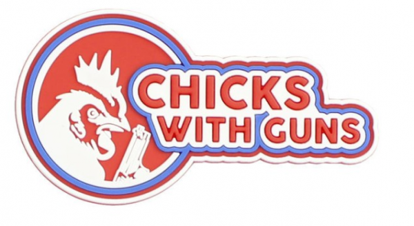Klettabzeichen Chicks With Guns - rot