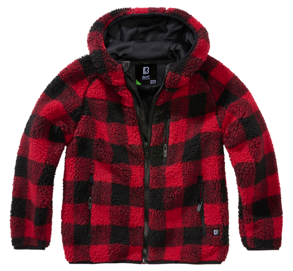 Brandit - Kids Teddyfleece Jacket Hooded red/black