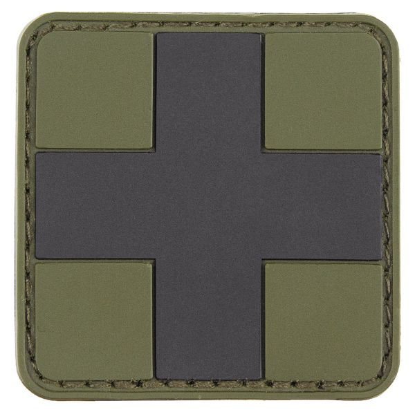 Klettabzeichen, &quot;FIRST AID&quot;, oliv-schwarz, 3D, ca. 5 x 5 cm