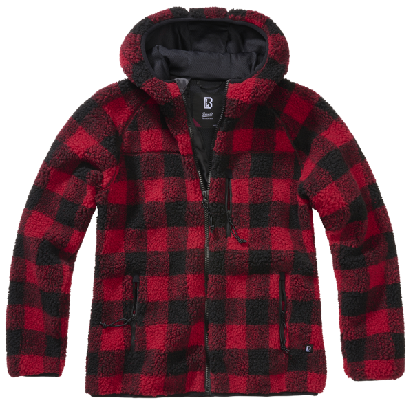 Brandit - Women Teddyfleece Jacket Hooded red/black