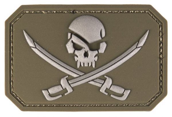 Klettabzeichen skull with swords - oliv