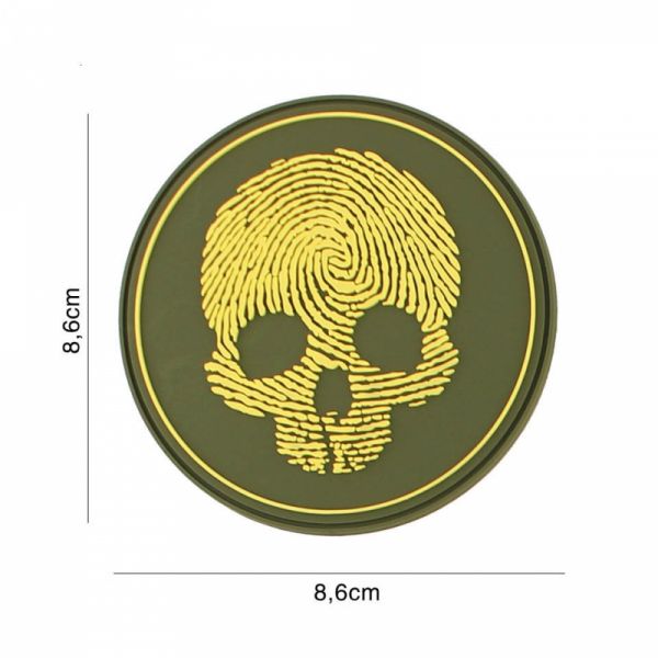 Klettabzeichen fingerprint skull - gelb