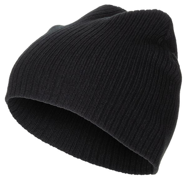 Strickmütze, &quot;Beanie&quot;, Rip, schwarz, extra kurz