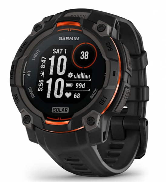 Garmin - Instinct 3 – 45 mm Solar Schwarz mit Silikon-Wechselarmband 22 mm