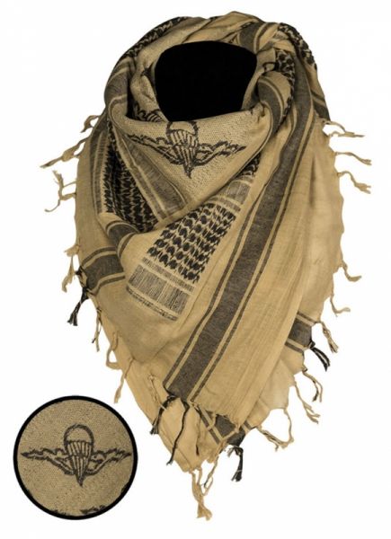 Halstuch &quot;Shemagh&quot; Paratrooper - coyote-schwarz, 110x110cm
