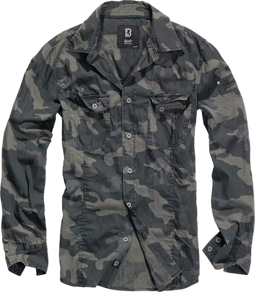 Brandit - Slim Fit Shirt Long Sleeve darkcamo
