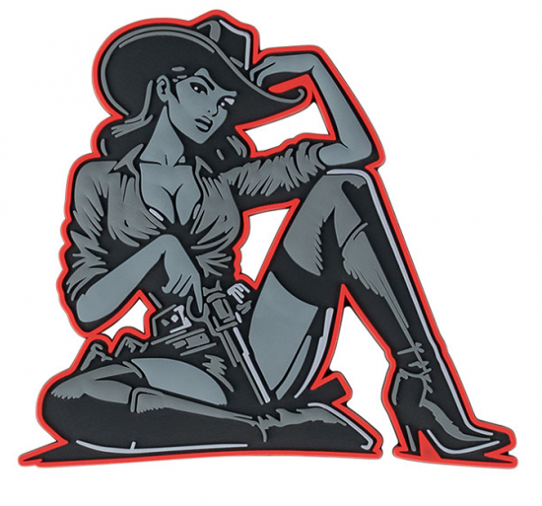 Klettabzeichen Cowgirl - grau