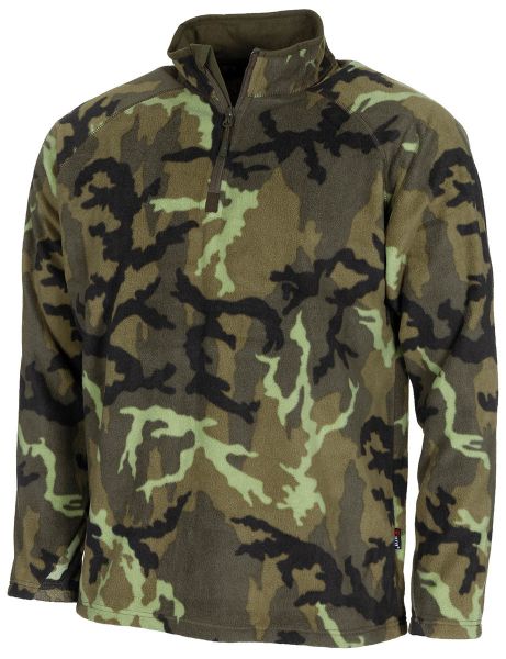 Shirt, &quot;Troyer&quot;, Microfleece, langarm, M95 CZ tarn, 200 g/m²