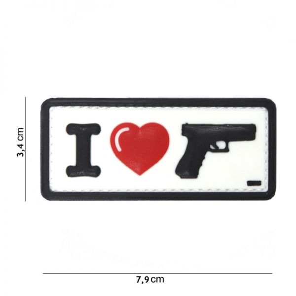 Klettabzeichen I Love My Gun - weiss