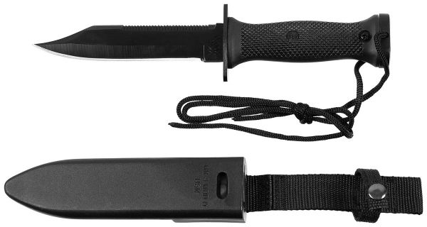 Kampfmesser, MK3, schwarz, Kunststoffgriff, Scheide