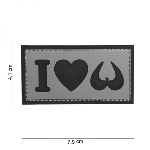 Klettabzeichen I Love Tits - grau