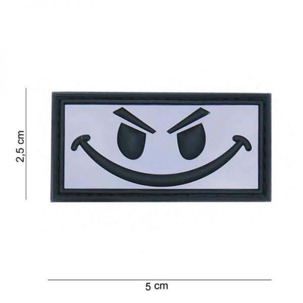 Klettabzeichen Evil Smiley - grau