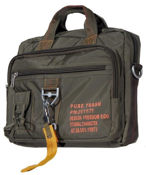 Handtasche, &quot;PT&quot;, gross, Karabinerhaken, oliv