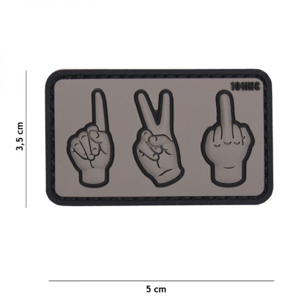 Klettabzeichen One, Two, Fuck You - grau