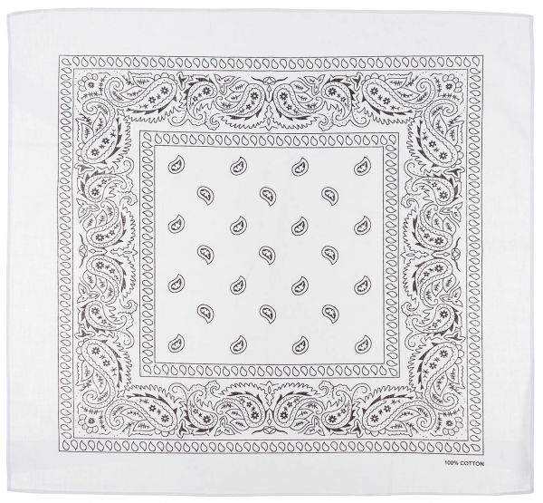 Bandana, weiss-schwarz, ca. 55 x 55 cm, Baumwolle