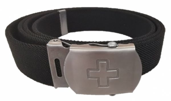 Koppelgürtel 3cm mit Schweizerkreuz - schwarz (elastisch)