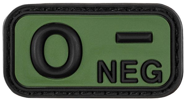 Klettabzeichen, schwarz-oliv, Blutgruppe &quot;O NEG&quot;, 3D