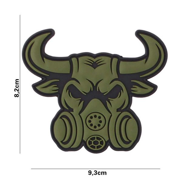 Klettabzeichen Gasmask Bull - grün