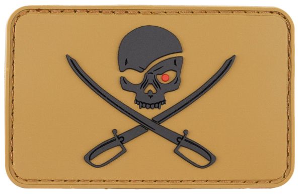 Klettabzeichen, 3D, &quot;Skull with Swords&quot;,coyote tan