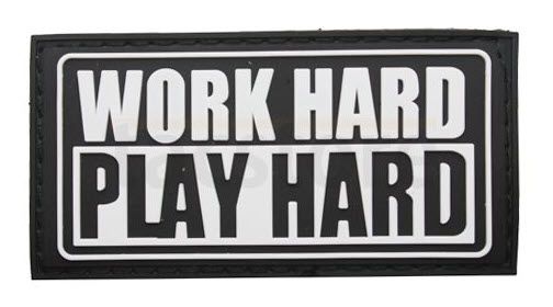 Klettabzeichen Work Hard Play Hard - schwarz