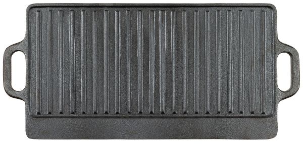 Grillplatte, Gusseisen, 2 Griffe, ca. 50 x 23 x 1,5 cm