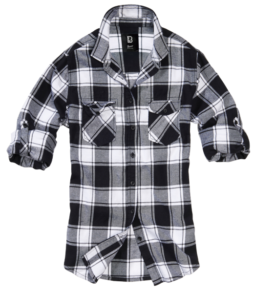 Brandit - Women Amy Flannel Shirt Long Sleeve white-black