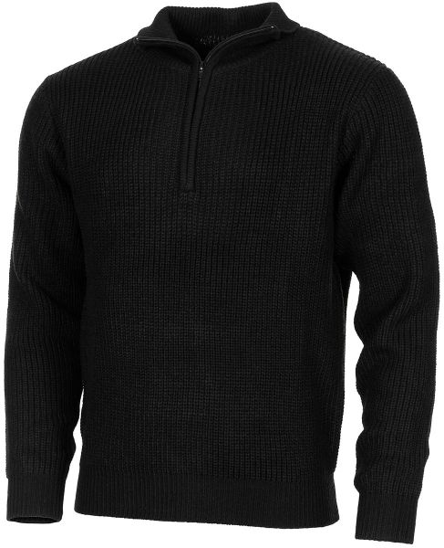 Pullover, "Troyer", schwarz, mit Reissverschluss